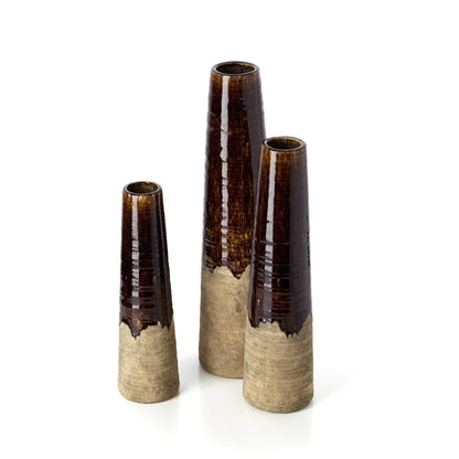Schmale Vase aus braunem Steinzeug | VIA X SELECTION