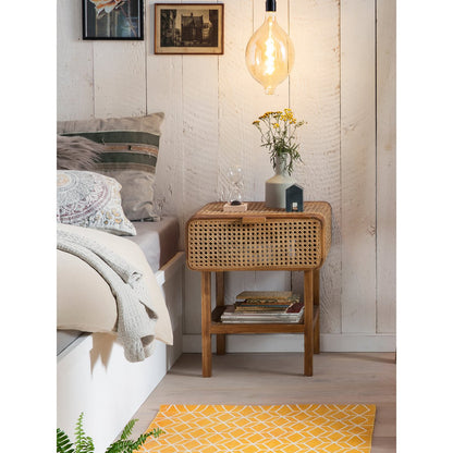 Nachttisch aus recyceltem Teak mit Wiener Geflecht, 45 × 48 × 60 cm | VIA X SELECTION