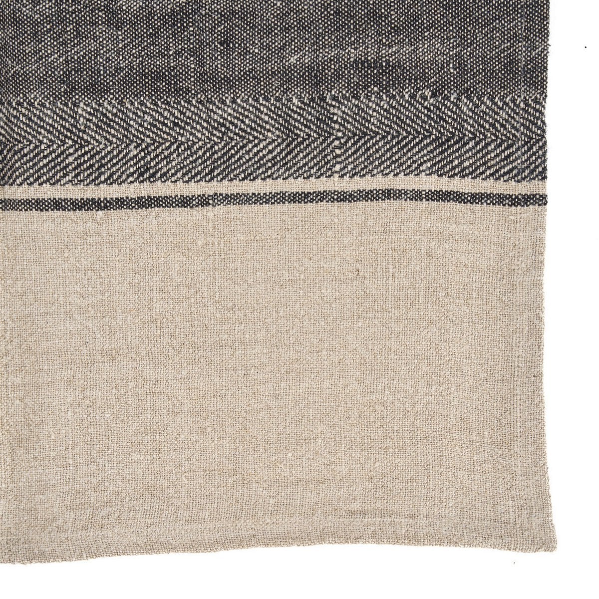 Leinen-Küchentuch in Natur-Schwarz, 50 × 70 cm | VIA X SELECTION