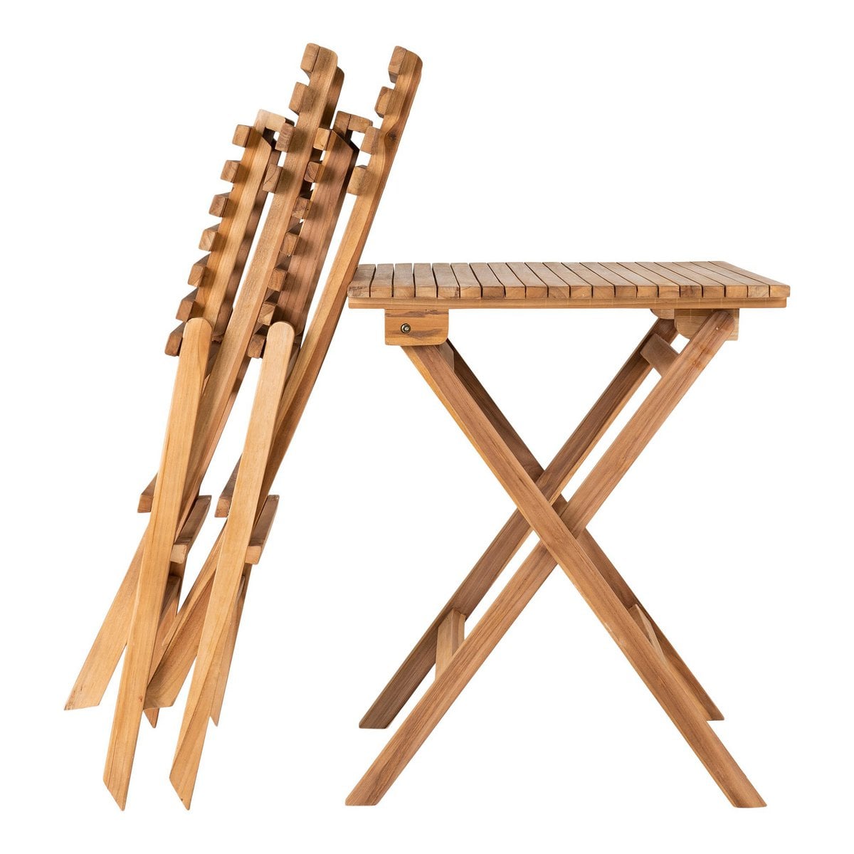 Café-Set aus Teakholz mit zwei Stühlen und Tisch | VIA X SELECTION