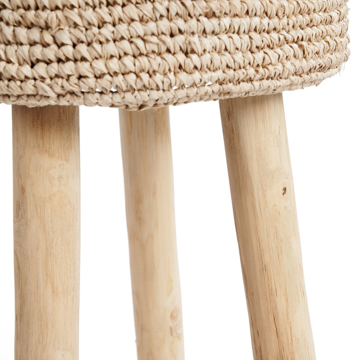 Barhocker aus Raffia und Teakholz in Natur | VIA X SELECTION