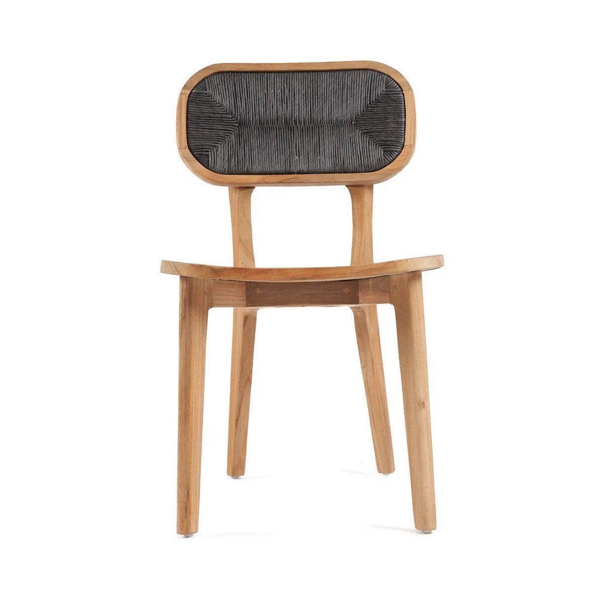 Esszimmerstuhl aus recyceltem Teakholz mit schwarzem Seilgeflecht für innen und außen | VIA X SELECTION