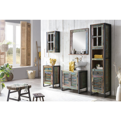 Wandspiegel aus Altholz mit schmaler Ablage, 68 × 79 cm | VIA X SELECTION