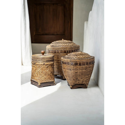 Aufbewahrungskorb aus Rattan natur-braun, 35 × 35 × 40 cm | VIA X SELECTION