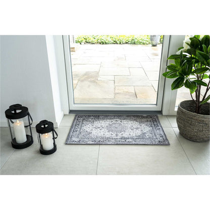 Fußmatte aus Chenille-Polyester schwarz-weiß, 50 × 80 cm | VIA X SELECTION