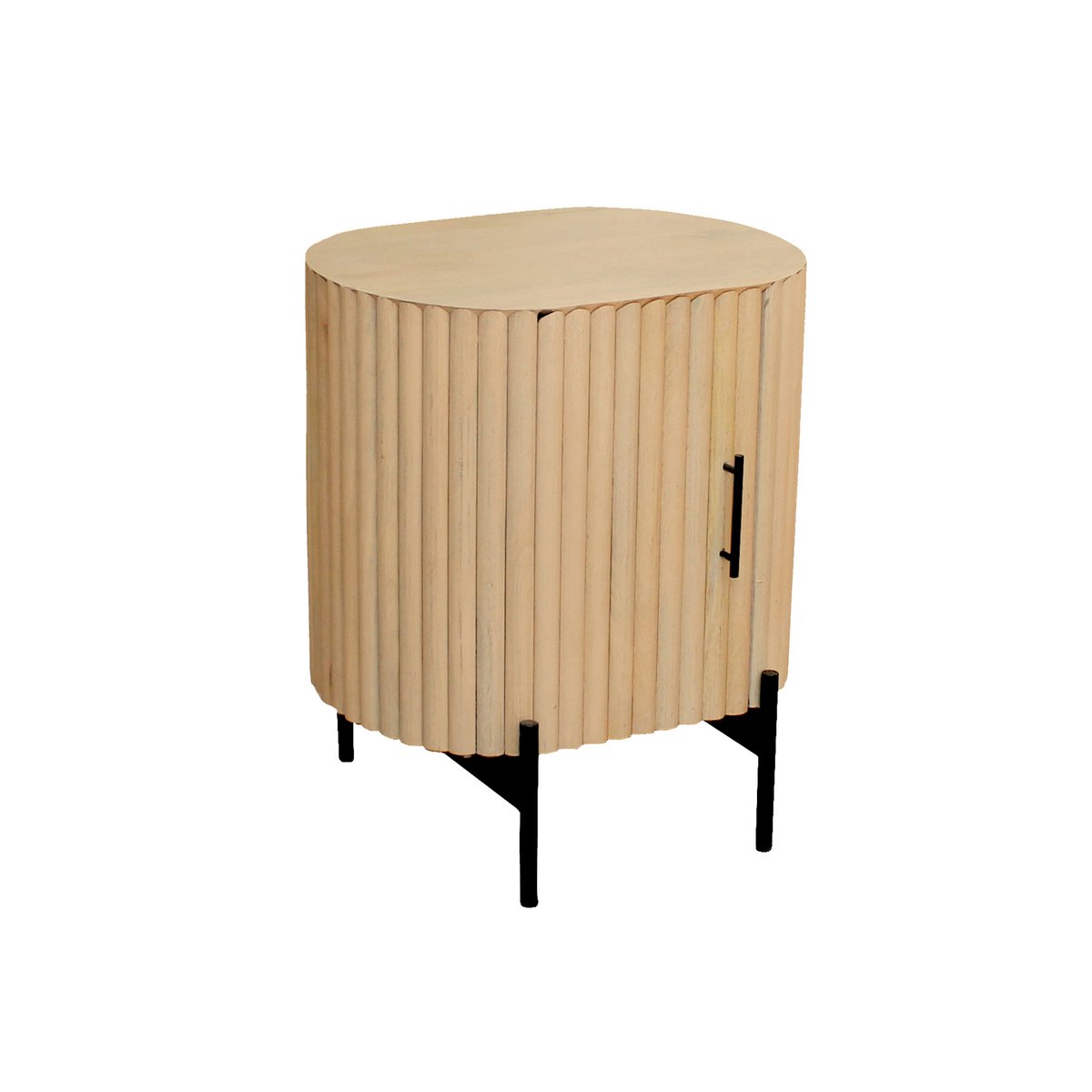 Nachttisch aus Mangoholz mit Lamellenfront, 40 × 50 × 60 cm | VIA X SELECTION