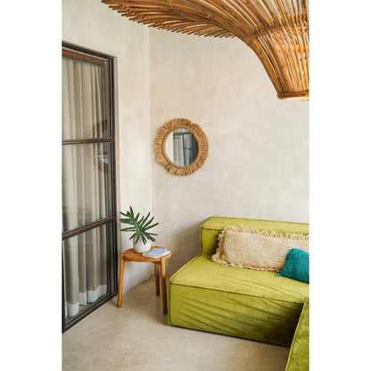 Runder Wandspiegel mit Raffia-Rahmen natur 60 cm | VIA X SELECTION