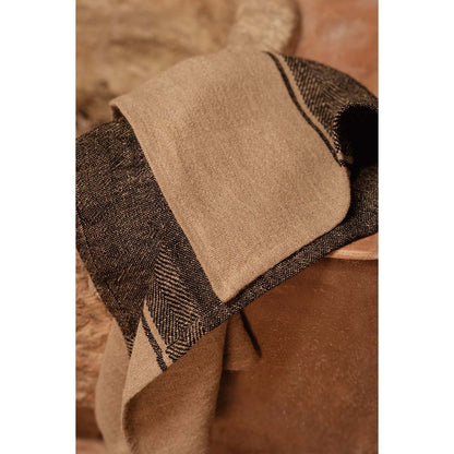 Leinen-Küchentuch in Natur-Schwarz, 50 × 70 cm | VIA X SELECTION