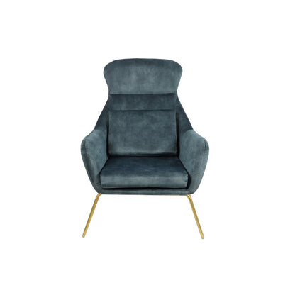 Relaxsessel aus Velours blau mit goldfarbenem Gestell | VIA X SELECTION