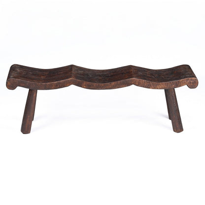 Sitzbank aus Mangoholz dunkelbraun 150 cm mit Wellenform | VIA X SELECTION
