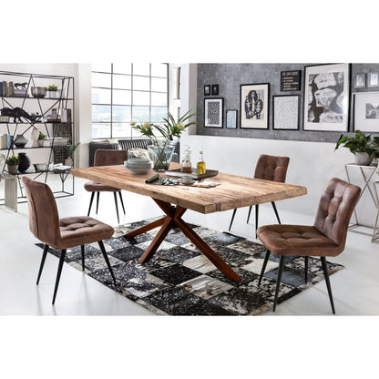 Esstisch recyceltes Teakholz braunes Metallgestell, 180 × 100 cm | VIA X SELECTION