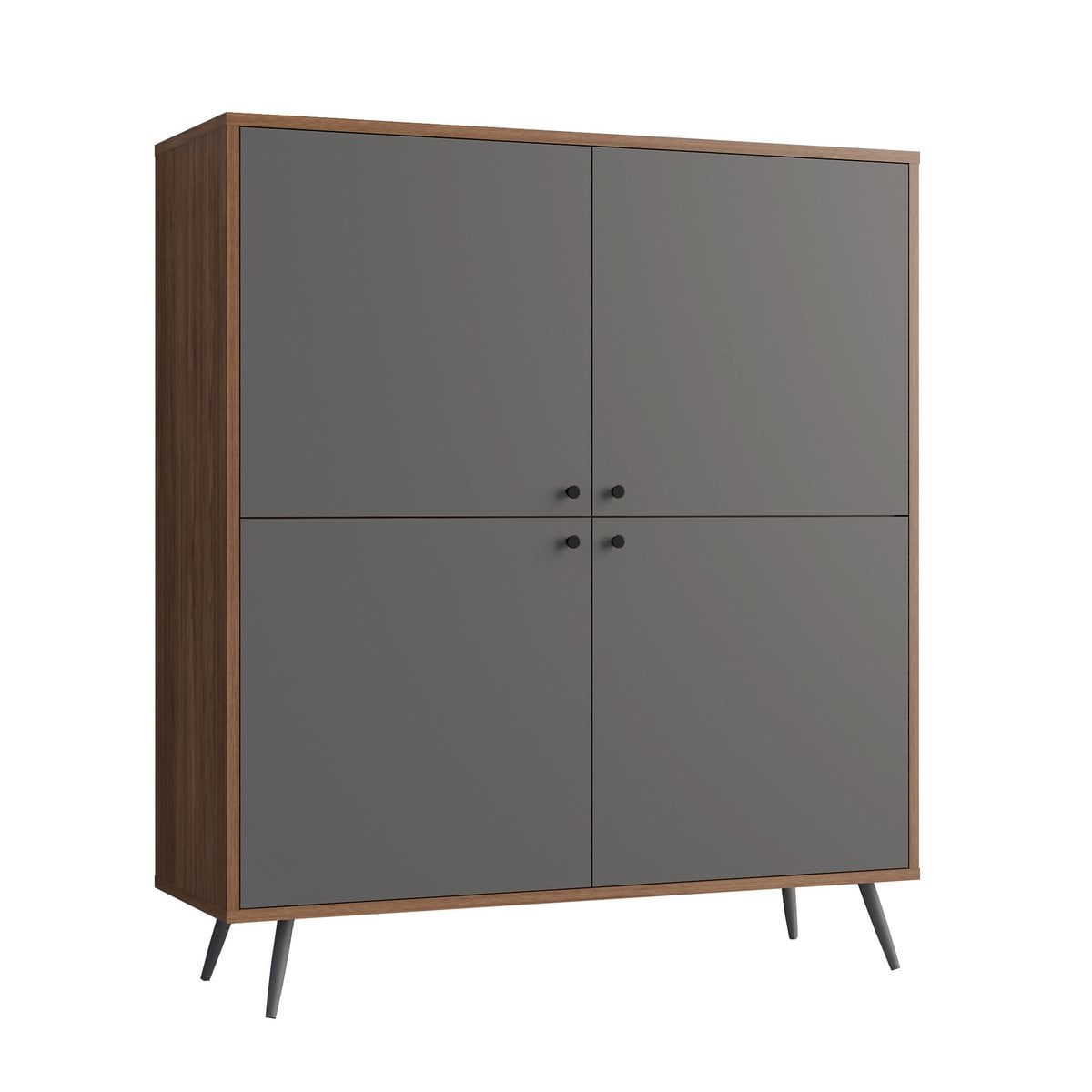 Highboard walnussgrau mit vier Türen 39,6 ×, 118 × 134 cm | VIA X SELECTION