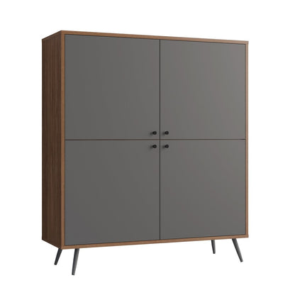 Highboard walnussgrau mit vier Türen 39,6 ×, 118 × 134 cm | VIA X SELECTION