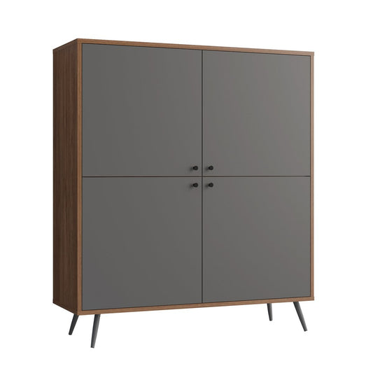 Highboard walnussgrau mit vier Türen 39,6 ×, 118 × 134 cm | VIA X SELECTION