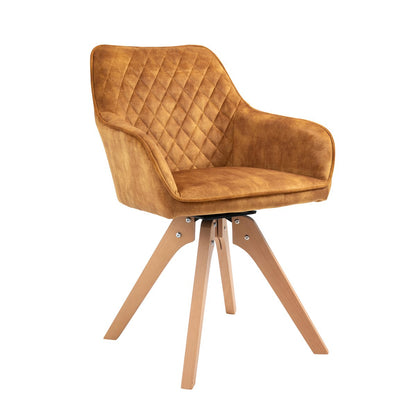 Drehbarer Armlehnstuhl aus Samtvelours gold mit Rautensteppung | VIA X SELECTION