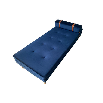 Daybed aus blauem Samt mit Nackenrolle | VIA X SELECTION