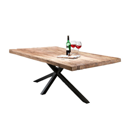 Esstisch recyceltes Teak schwarzes Metallgestell, 200 × 100 cm | VIA X SELECTION