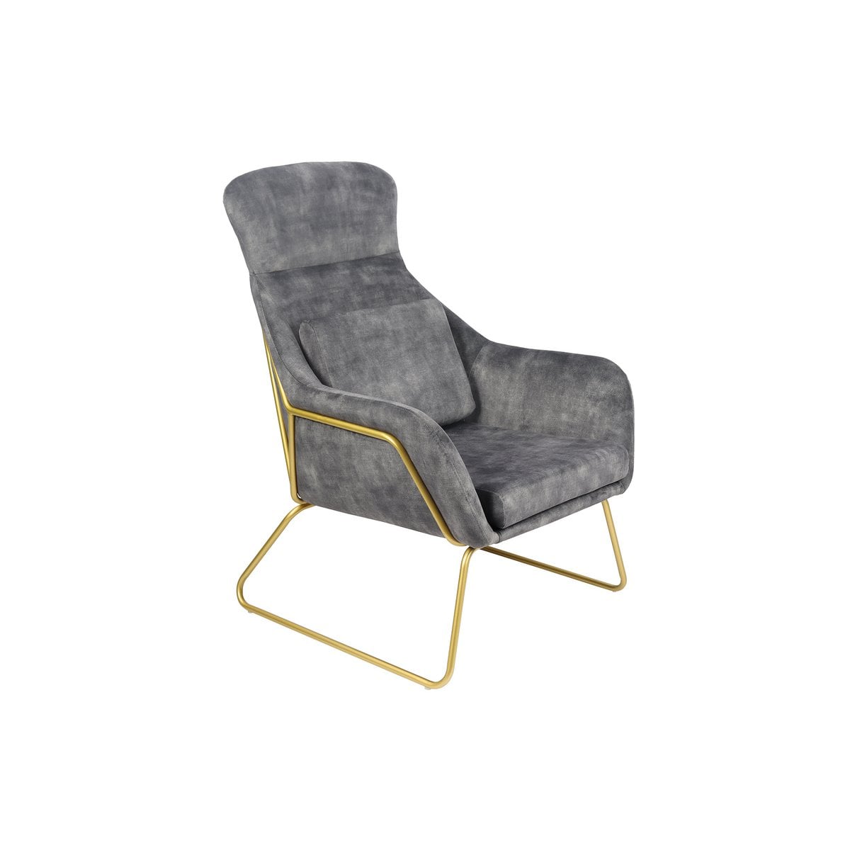 Relaxsessel aus Velours grau mit goldfarbenem Gestell | VIA X SELECTION