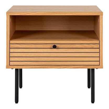 Beistelltisch mit Schublade in Eiche und Schwarz, 50 × 40 × 50 cm | VIA X SELECTION
