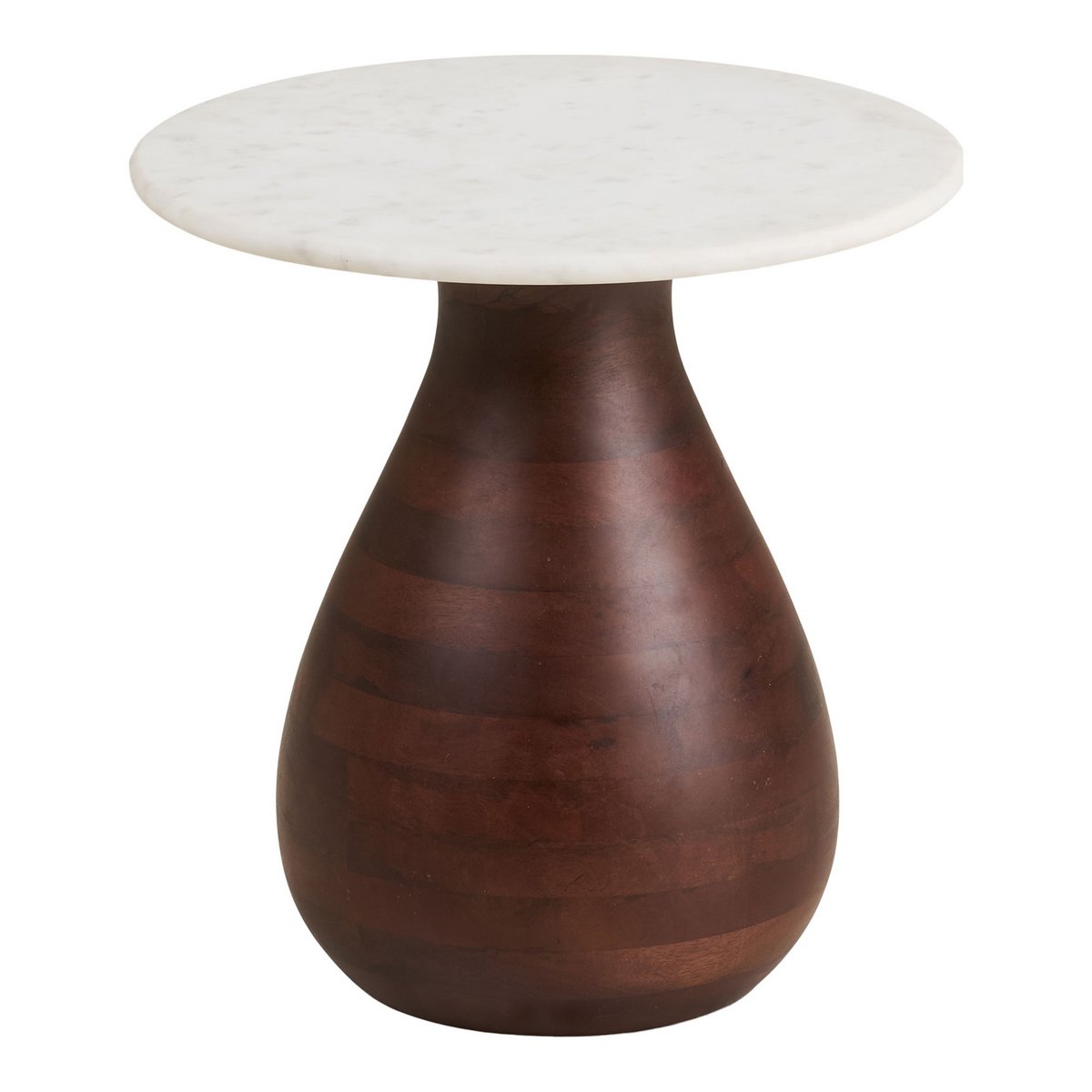 Runder Beistelltisch aus Marmor und Mangoholz, Ø, 40 × 41 cm | VIA X SELECTION