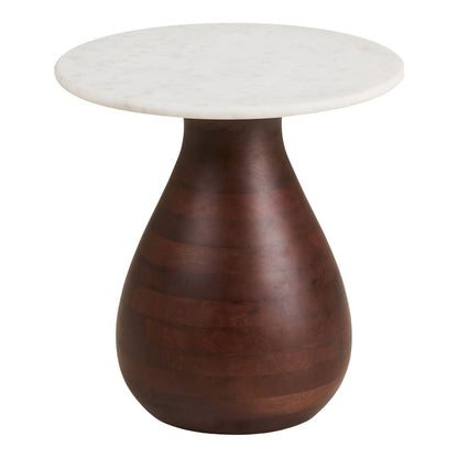Runder Beistelltisch aus Marmor und Mangoholz, Ø, 40 × 41 cm | VIA X SELECTION
