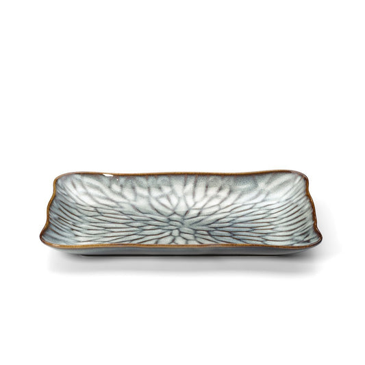 Rechteckiger Keramikteller in Grau-Braun 30,5 cm | VIA X SELECTION