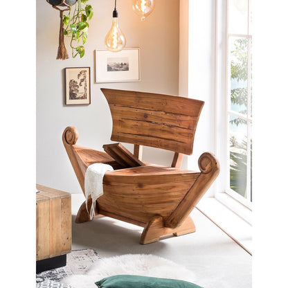 Sitzbank aus Teakholz natur 145 cm in Bootsform mit Stauraum | VIA X SELECTION