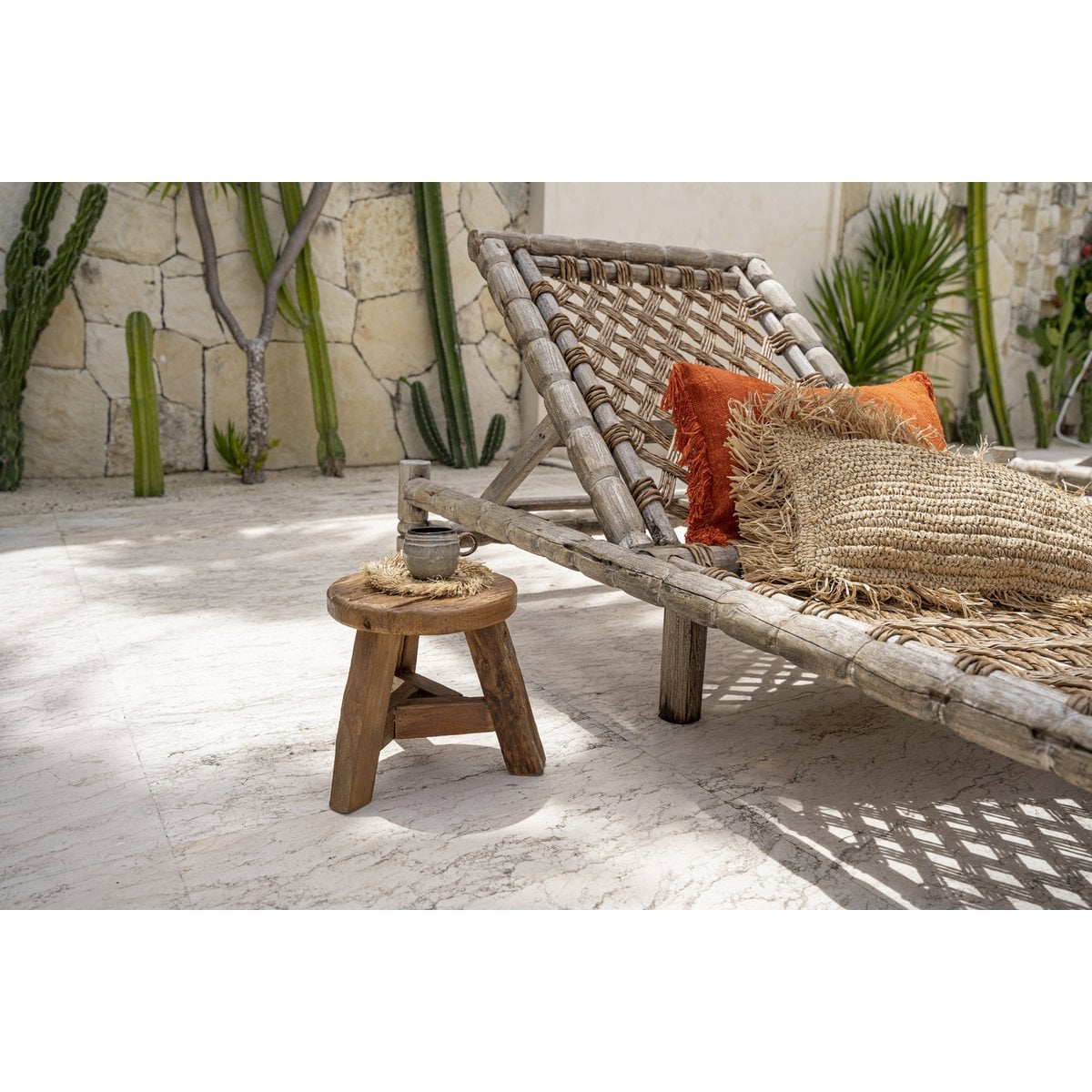 Hocker aus recyceltem Teakholz natur klein | VIA X SELECTION
