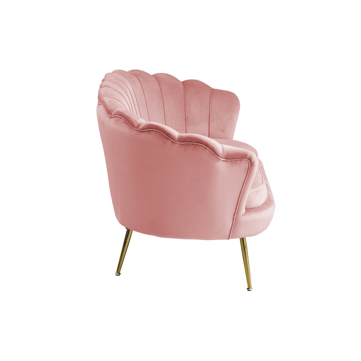 Muschelsofa aus roséfarbenem Samt mit goldfarbenem Metallgestell | VIA X SELECTION