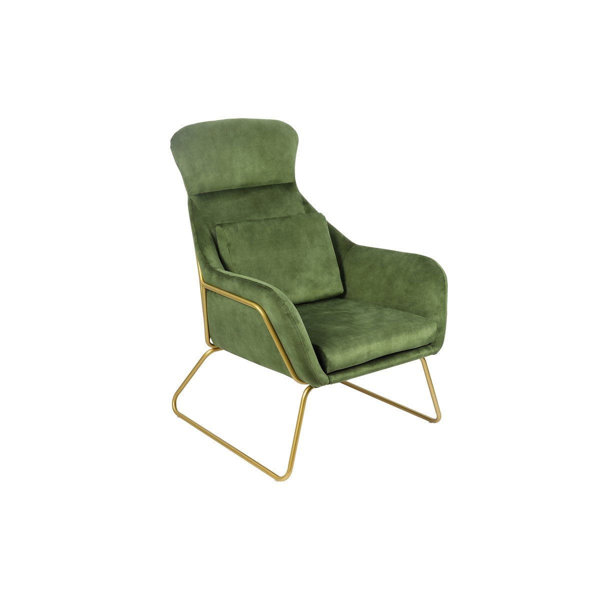 Relaxsessel aus Velours grün mit goldfarbenem Gestell | VIA X SELECTION
