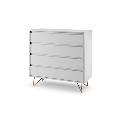 Kommode weiß mit 4 Schubladen, 40 × 90 × 90 cm | VIA X SELECTION