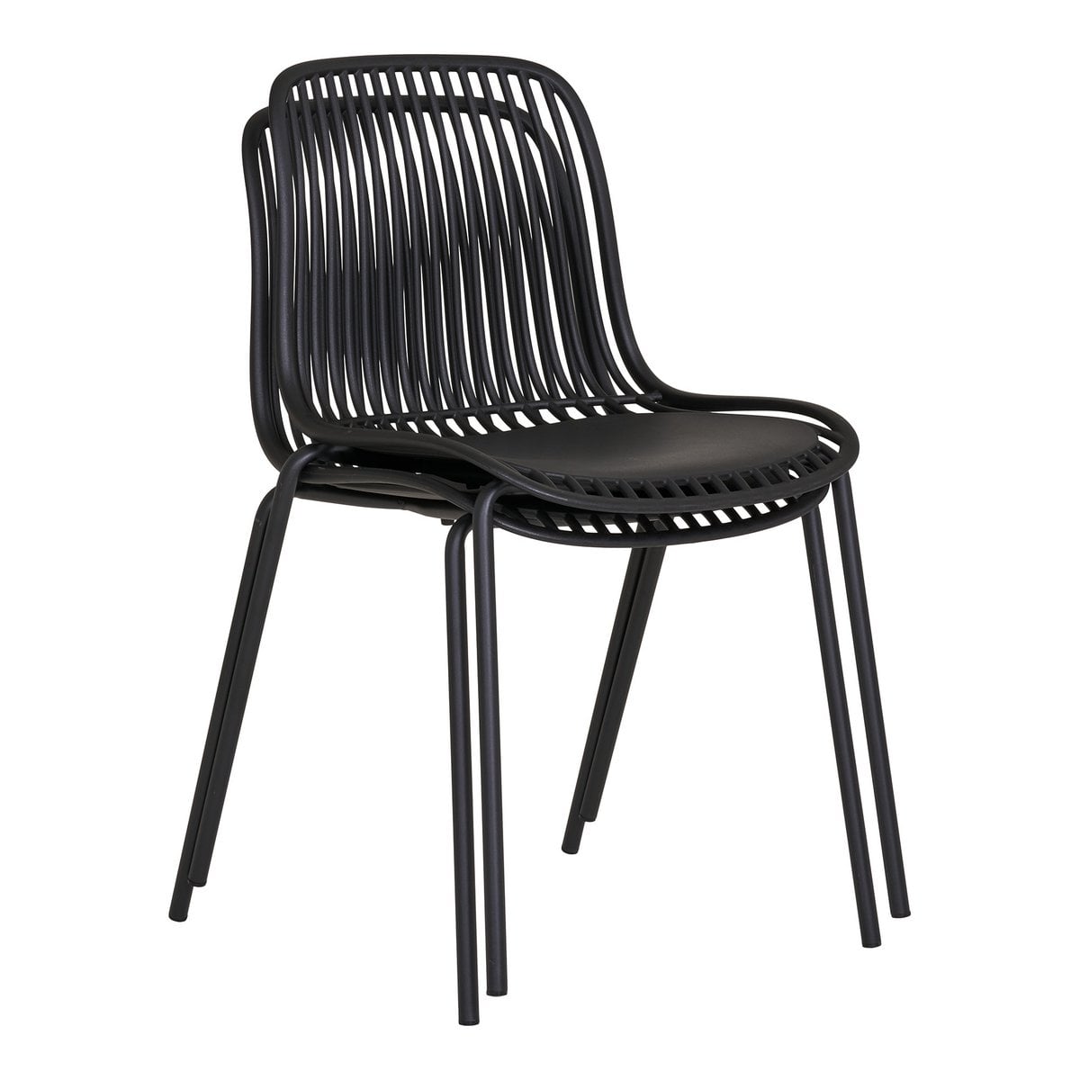 Stapelbarer Gartenstuhl in Schwarz, 4er-Set | VIA X SELECTION