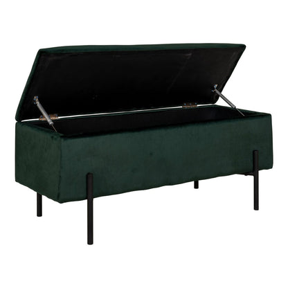Sitzbank aus Velours grün 95 cm mit Stauraum | VIA X SELECTION