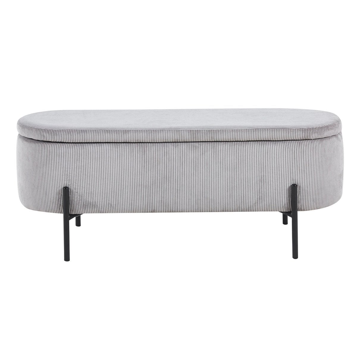 Bettbank aus Cord hellgrau 110 cm mit Stauraum | VIA X SELECTION