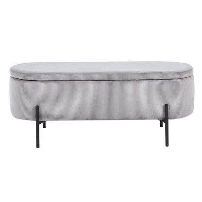 Bettbank aus Cord hellgrau 110 cm mit Stauraum | VIA X SELECTION