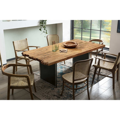 Esstisch Holz braun Bruchkante Used-Look Gestell, 240 × 100 cm | VIA X SELECTION
