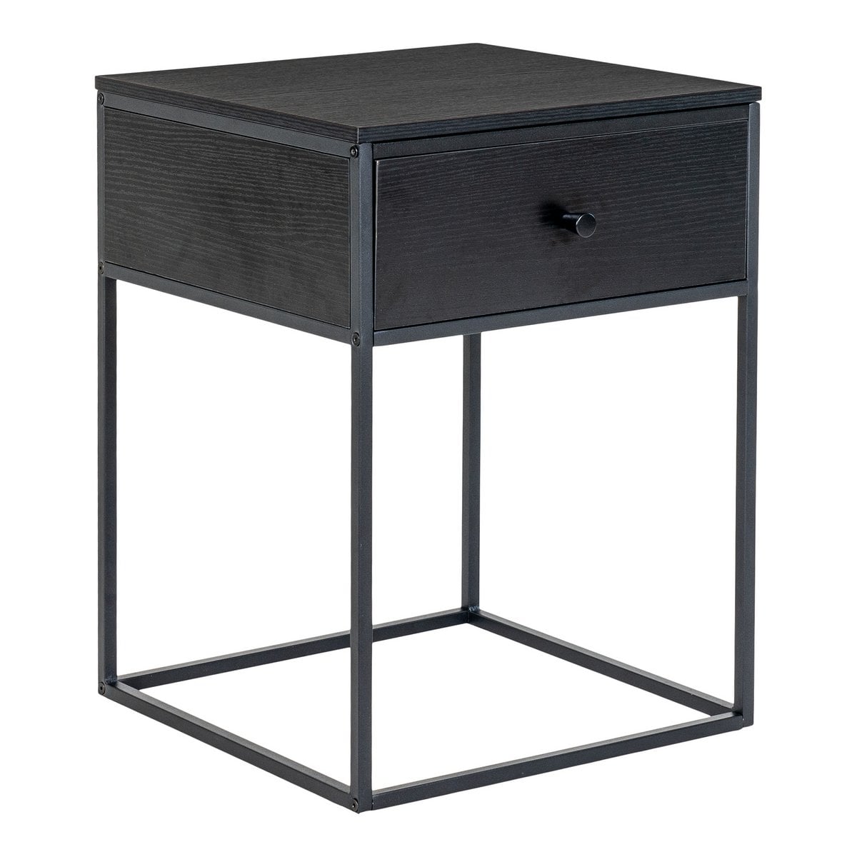 Nachttisch schwarz mit Schublade, 40 × 40 × 55 cm | VIA X SELECTION