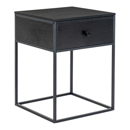 Nachttisch schwarz mit Schublade, 40 × 40 × 55 cm | VIA X SELECTION