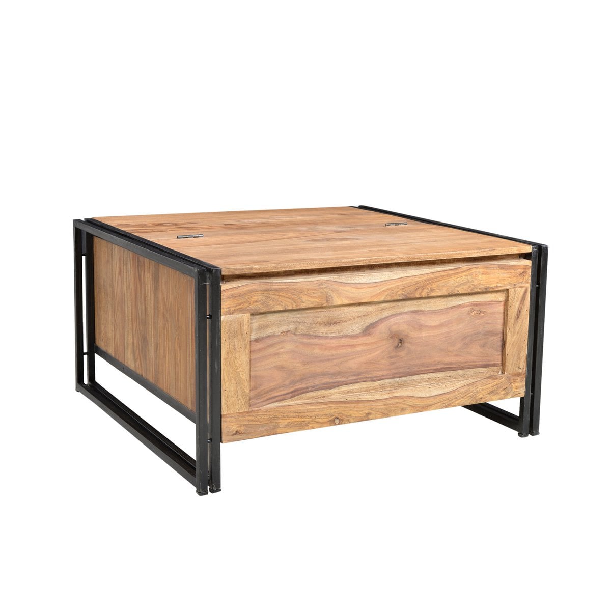 Couchtisch-Truhe aus Holz und Metall mit fünf Schubladen, 90 × 90 × 47 cm | VIA X SELECTION