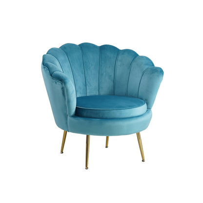 Muschelsessel aus Samt blau mit goldfarbenem Gestell | VIA X SELECTION