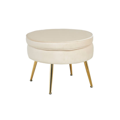 Runder Samt-Pouf in Beige | VIA X SELECTION