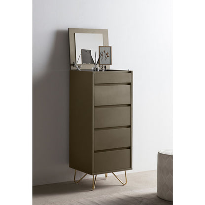 Hochkommode grau mit Spiegelklappe, 40 × 45 × 110 cm | VIA X SELECTION