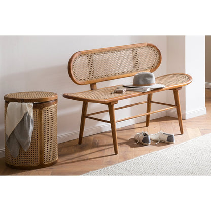 Sitzbank aus Rattan natur 141 cm mit Teakgestell | VIA X SELECTION