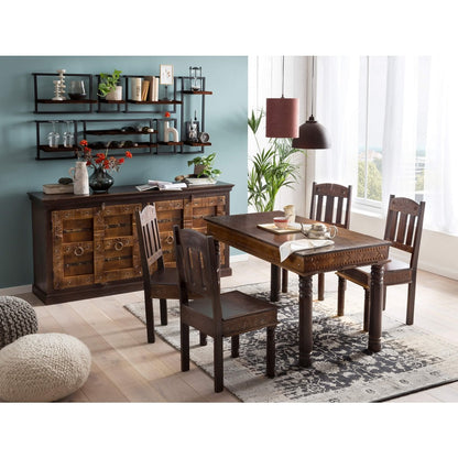 Esstisch Altholz Schnitzdetails, 140 × 70 cm | VIA X SELECTION