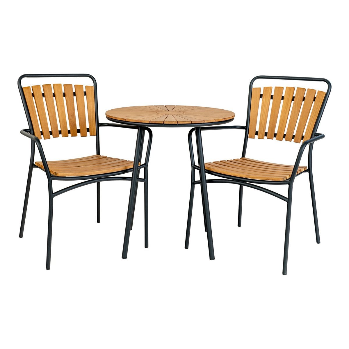 Runder Café-Tisch mit Teakplatte, Ø 70 cm | VIA X SELECTION