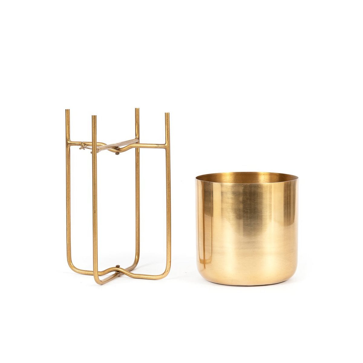 Pflanzgefäß auf Stand aus Aluminium, messingfarben, 20 ×, 20 × 42 cm | VIA X SELECTION