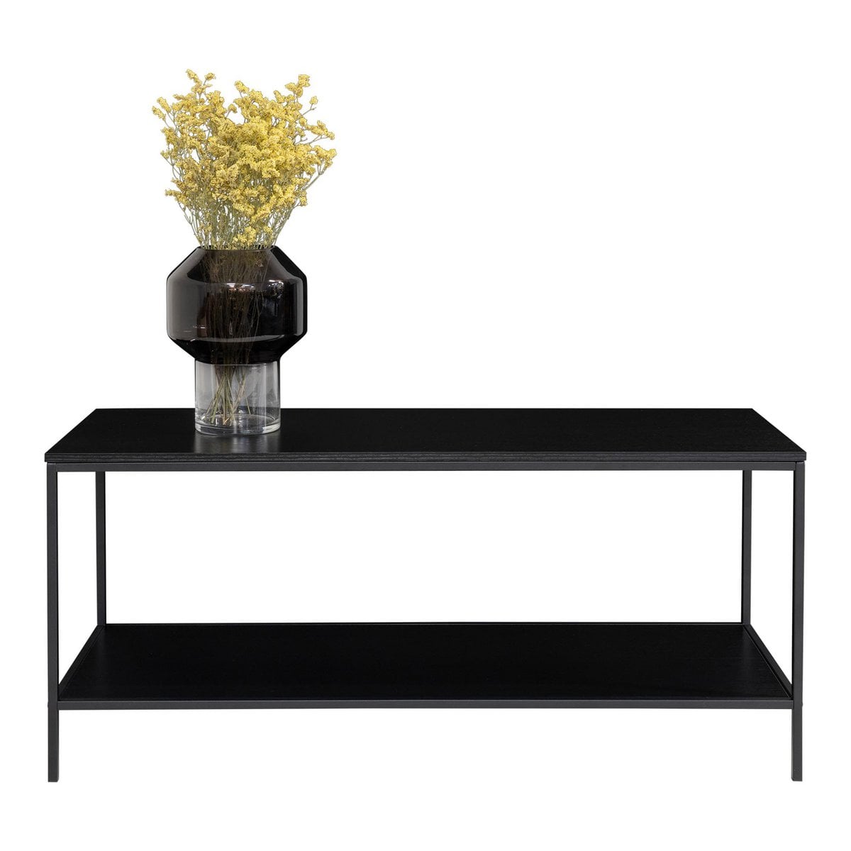 Offenes TV-Lowboard in Schwarz mit Stahlgestell, 100 × 36 × 45 cm | VIA X SELECTION