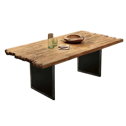 Esstisch Holz braun Bruchkante Used-Look Gestell, 240 × 100 cm | VIA X SELECTION