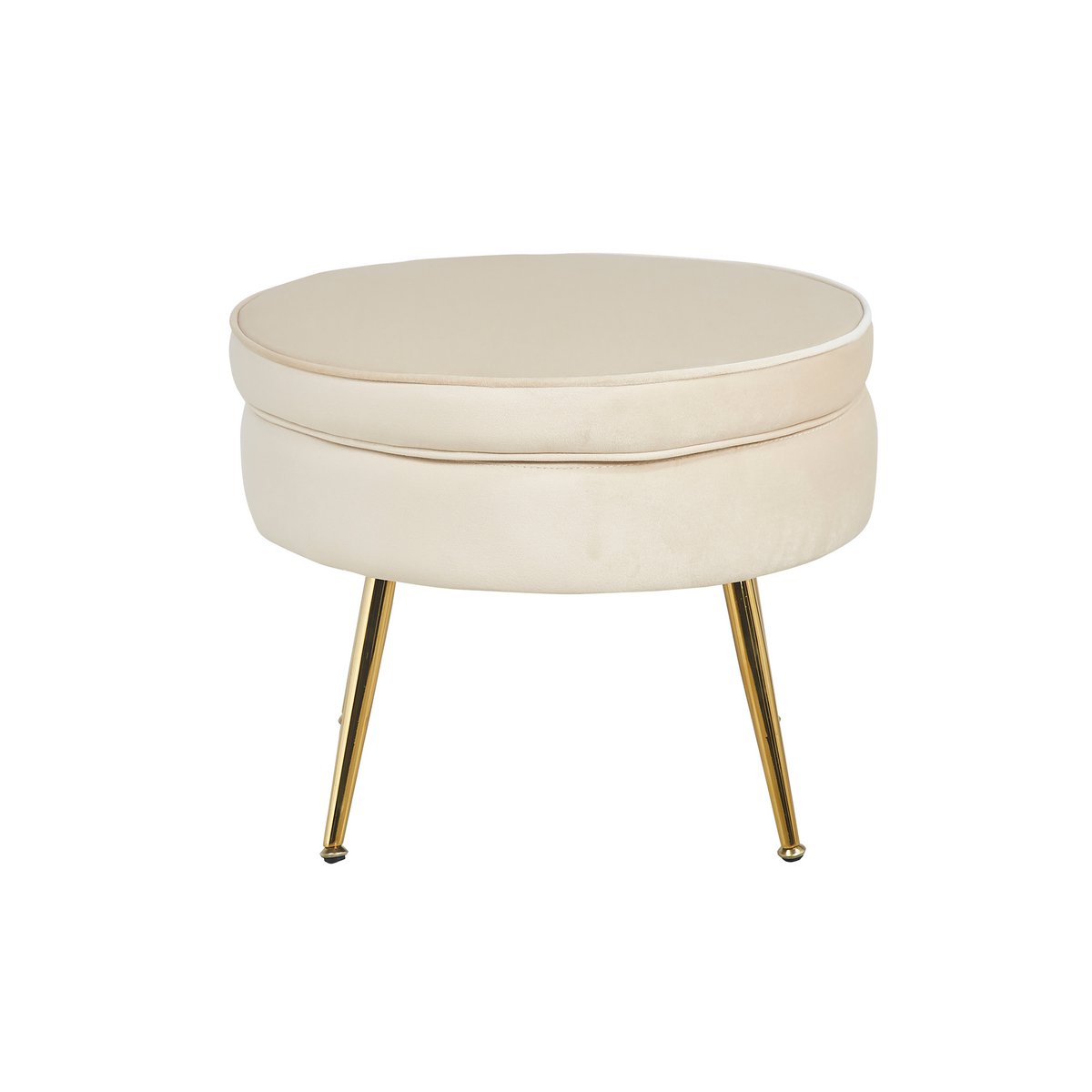 Runder Samt-Pouf in Beige | VIA X SELECTION