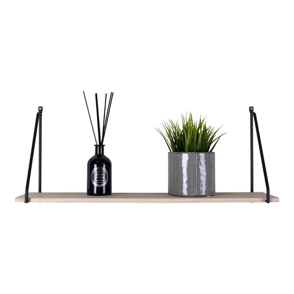 Regal aus schwarzem Stahl und Holz, 65 × 17 × 27 cm | VIA X SELECTION